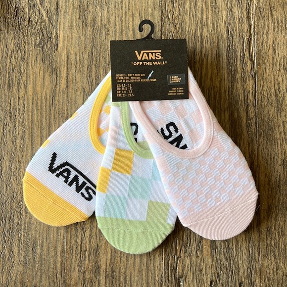 Vans Accessories - Vans no show socks-3 pack. Pastel colored checkered Women’s Sz: 6.5-10 NWT
